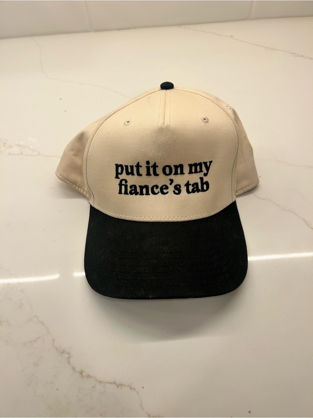 OTTO Beige and Black Baseball Cap with Embroidered Slogan